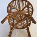 Round coffee table in rattan, Italy 60s