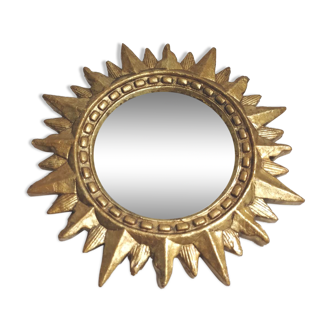 Miroir soleil en stuc doré or 36cm