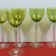 Baccarat - "perfection" model - 5 signed green crystal wine glasses