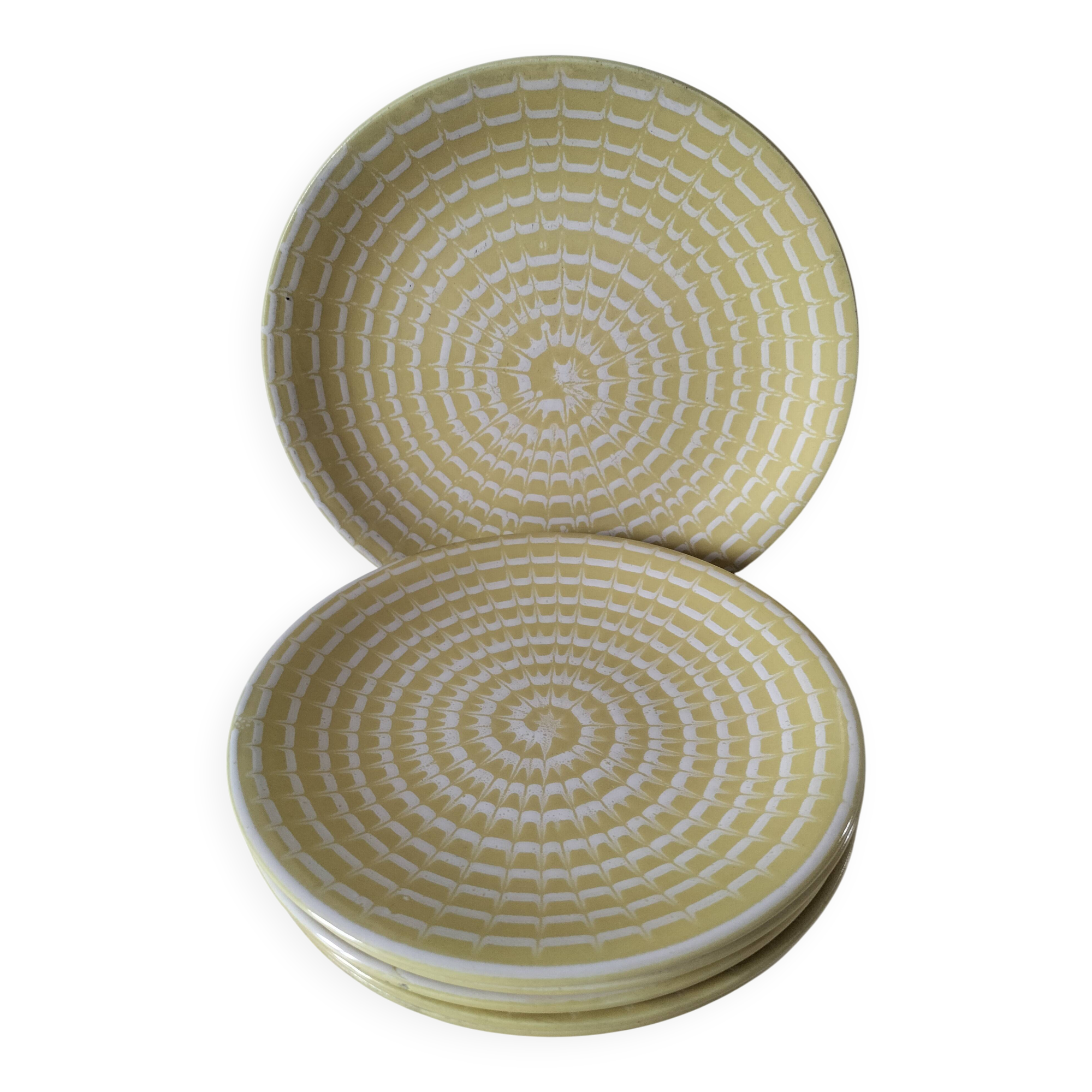 Set of 6 Longchamp dinner and dessert plates – retro lemon look