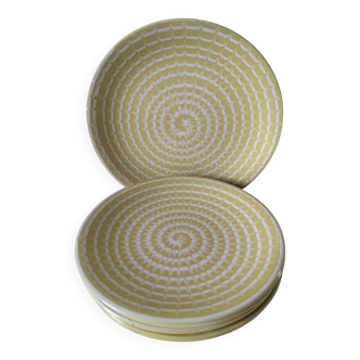 Ensemble 6 Assiettes plate et desserts Longchamp – look rétro citron