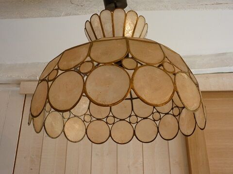 Hanging lamp brass and mother of pearl