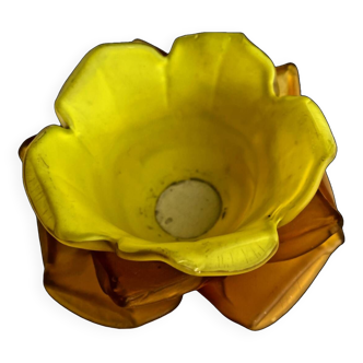 Lamp tulip, yellow and orange glass paste in the shape of a rose, Art Deco