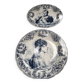 Ensemble de 2 Plats à l'effigie de Napoléon et Joséphine