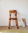 Vintage high stool Multicanne - Rattan & blue Rilsan
