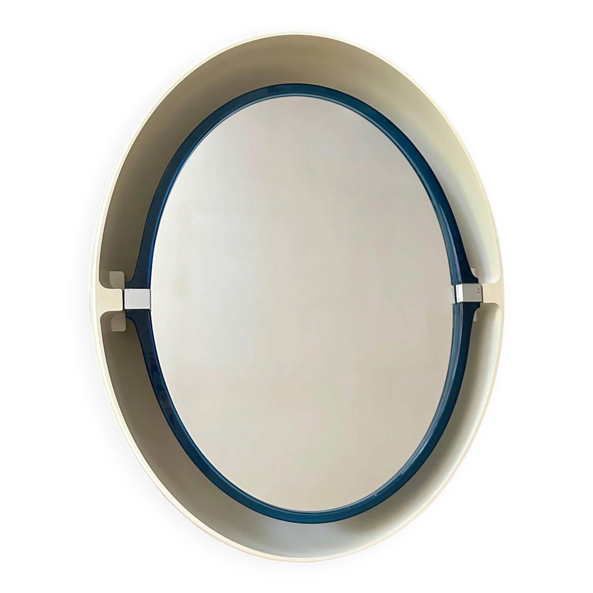 Large Oval Illuminated Swivelling Mirror Allibert A136 Vintage 70s Space A