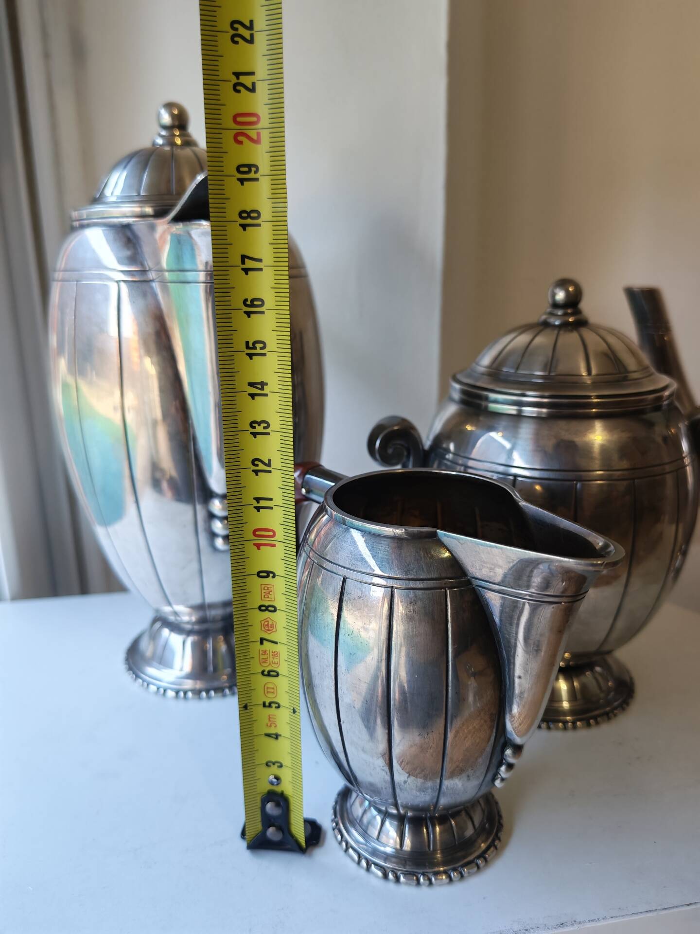 Tea and coffee service in silver-plated metal and wood from the 1930s Art Deco - Wine
