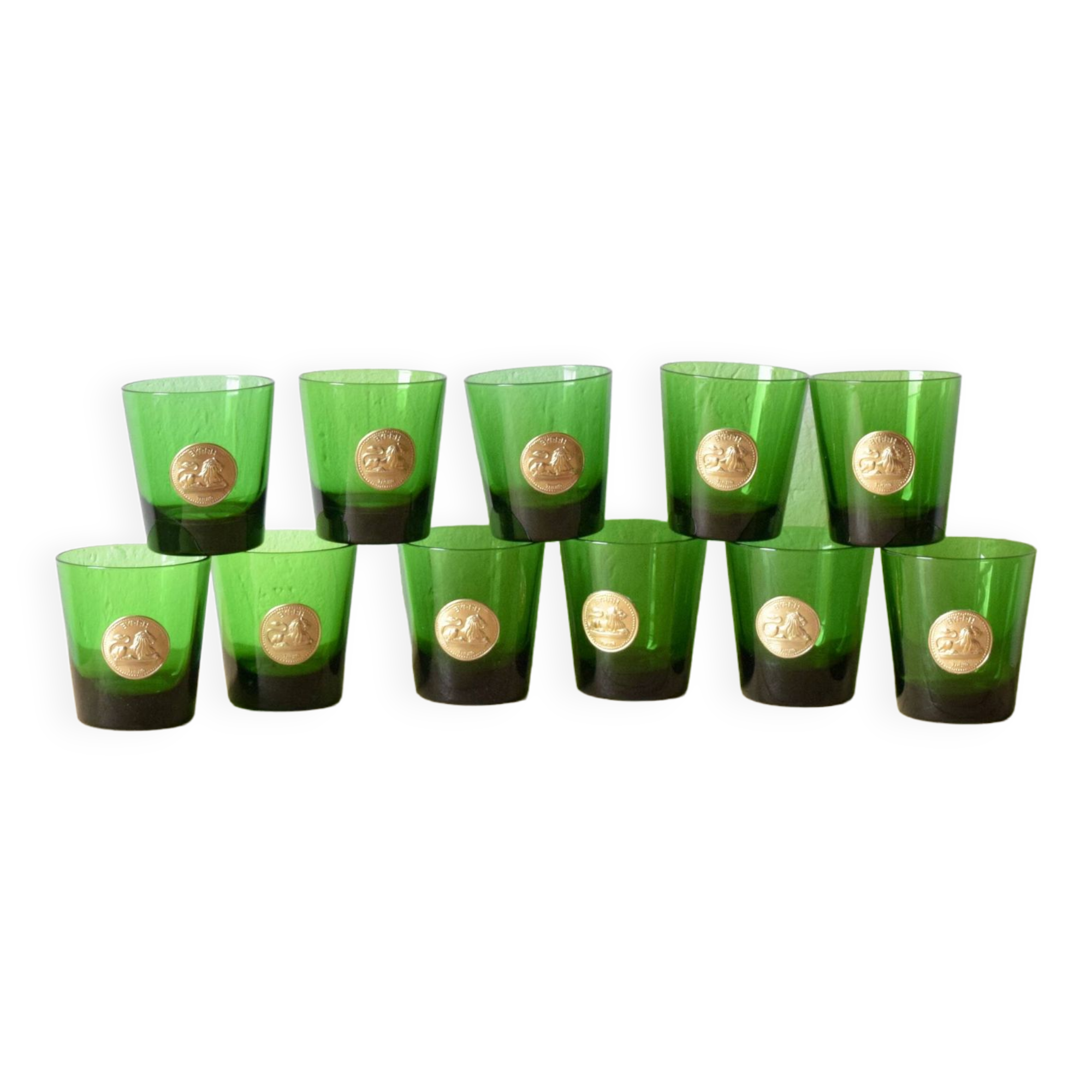 Lot of 11 vintage Byrrh/Dubonnet advertising glasses - Lion de Thuir