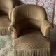 Pair of renovated toad armchairs in beige velvet