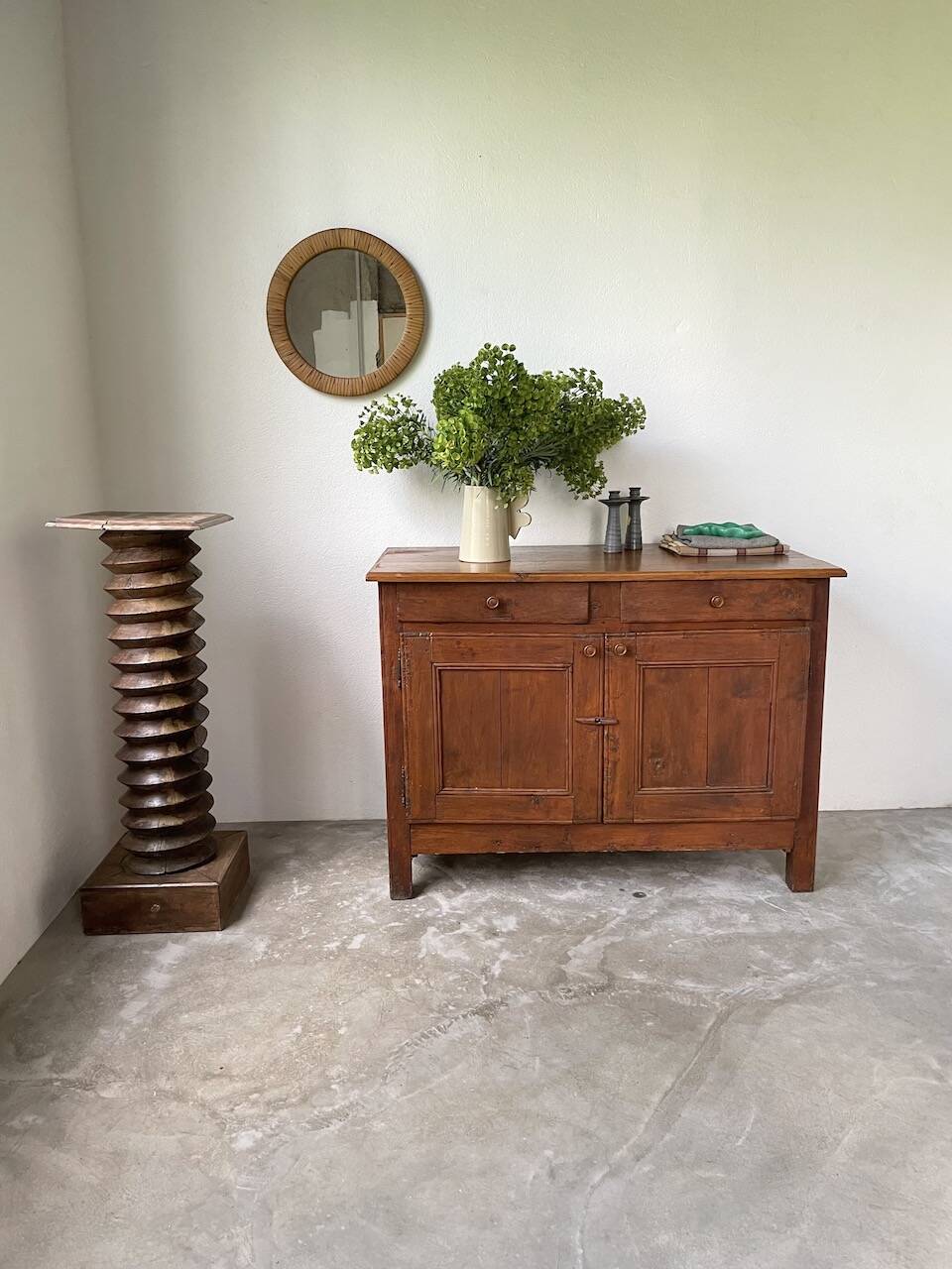 Jam cabinet, folk art furniture, oak, 19th century