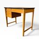 Vintage wooden desk with 3 drawers | 1960s retro style