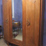 1930s three-door light oak wardrobe