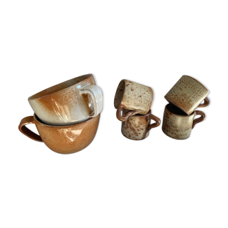 Lot de 6 tasses à café en grès vintage