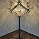 Brutalist floor lamp with Murano glass panels by Longobard.