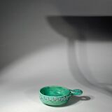 Set of 8 ceramic bowls with leaf decoration, signed Nissy Annecy, vintage