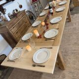 Solid oak table with birch extensions