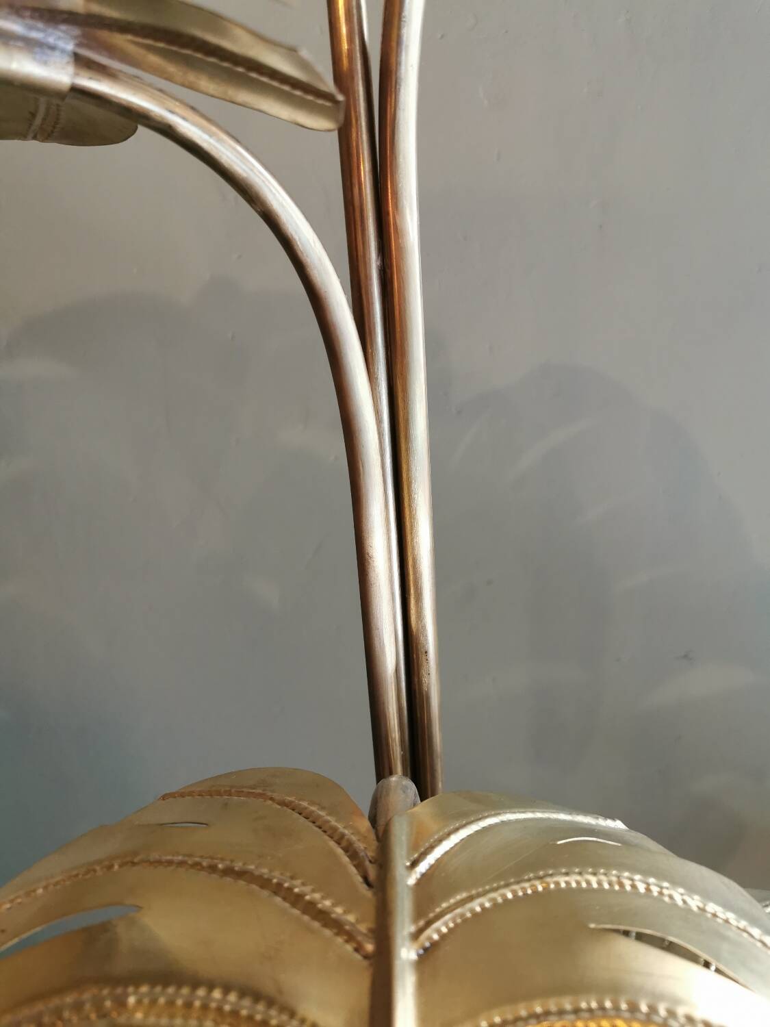 Solid brass plant-shaped floor lamp