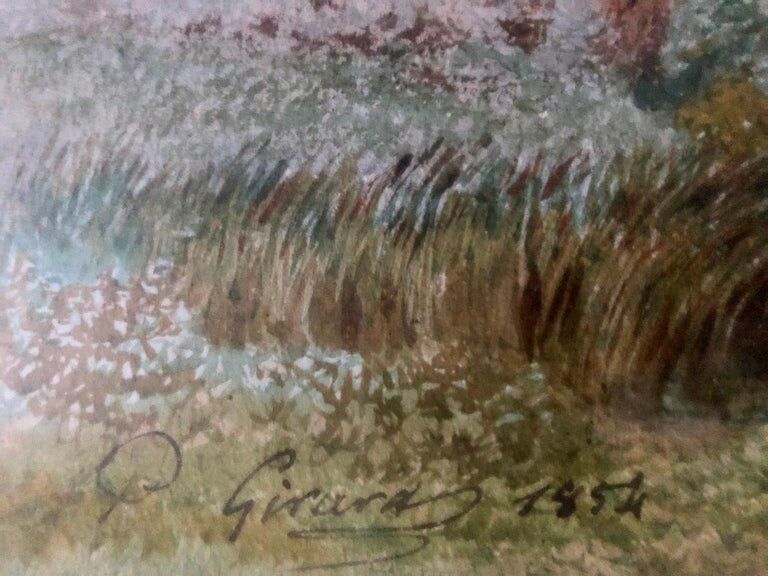 Pierre Girard, Paysage de campagne, watercolour, 1854