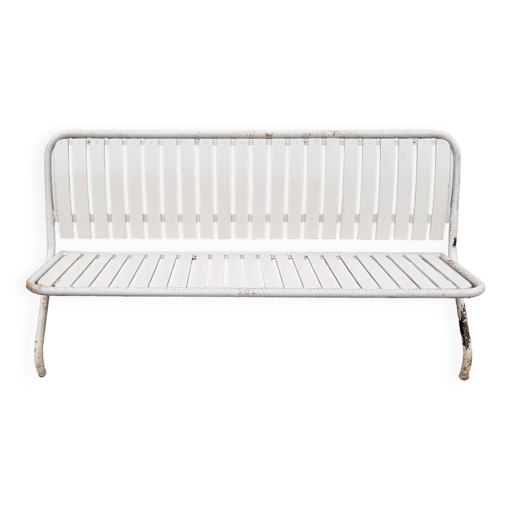 Metal and wood outdoor bench