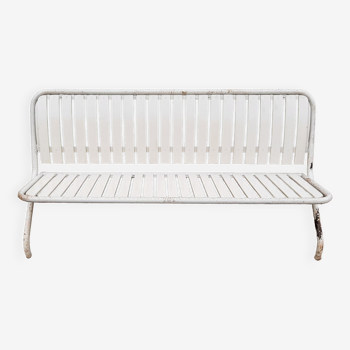 Metal and wood outdoor bench