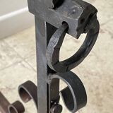 Pair of vintage steel brutalist andirons