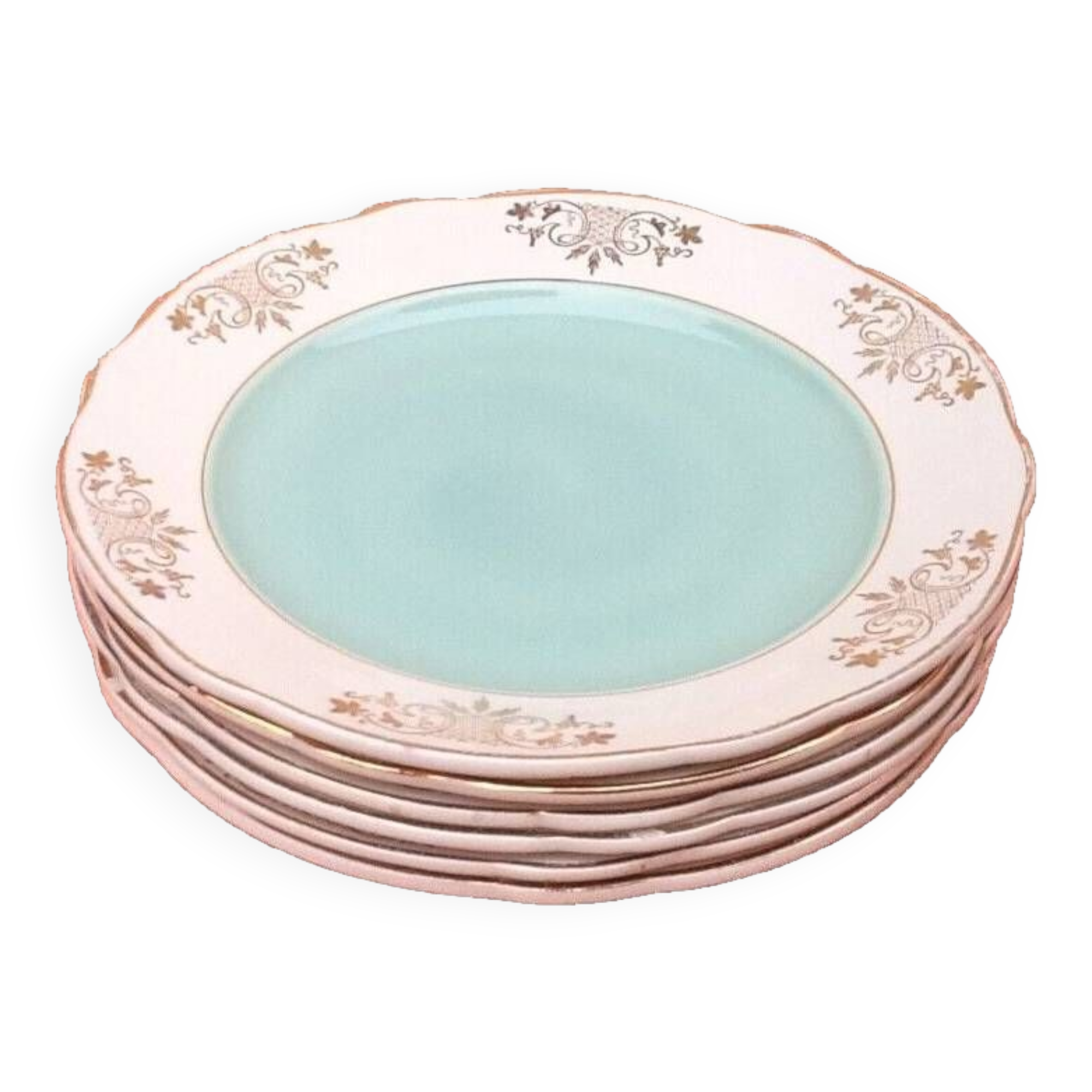 1950s Earthenware with gilding 6 dinner plates