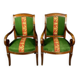 Pair of Empire period restoration mahogany armchairs