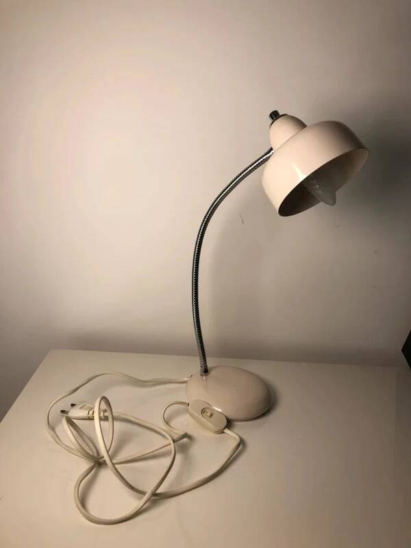 Vintage 1960s articulated metal lamp – off-white