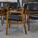 Ensemble de 6 fauteuils scandinaves en cuir et palissandre par Gondo Gravesen pour l’Atelier Bondo Gravesen Snedkerier 1960’s