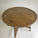 60's vintage rattan garden table