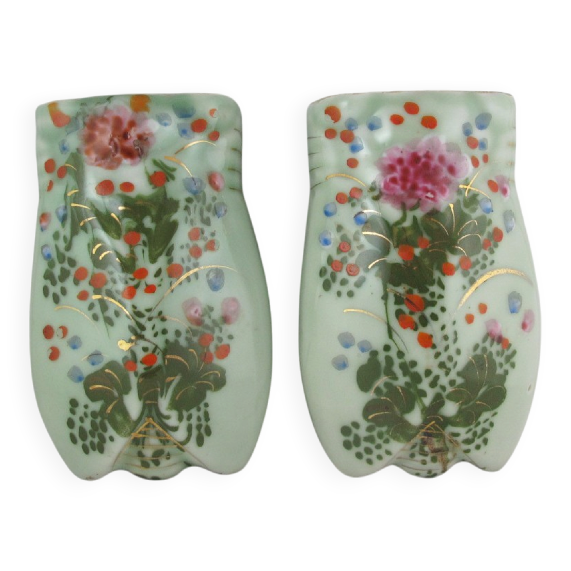 Paire de vases muraux céladon asiatiques, fin 19è siècle