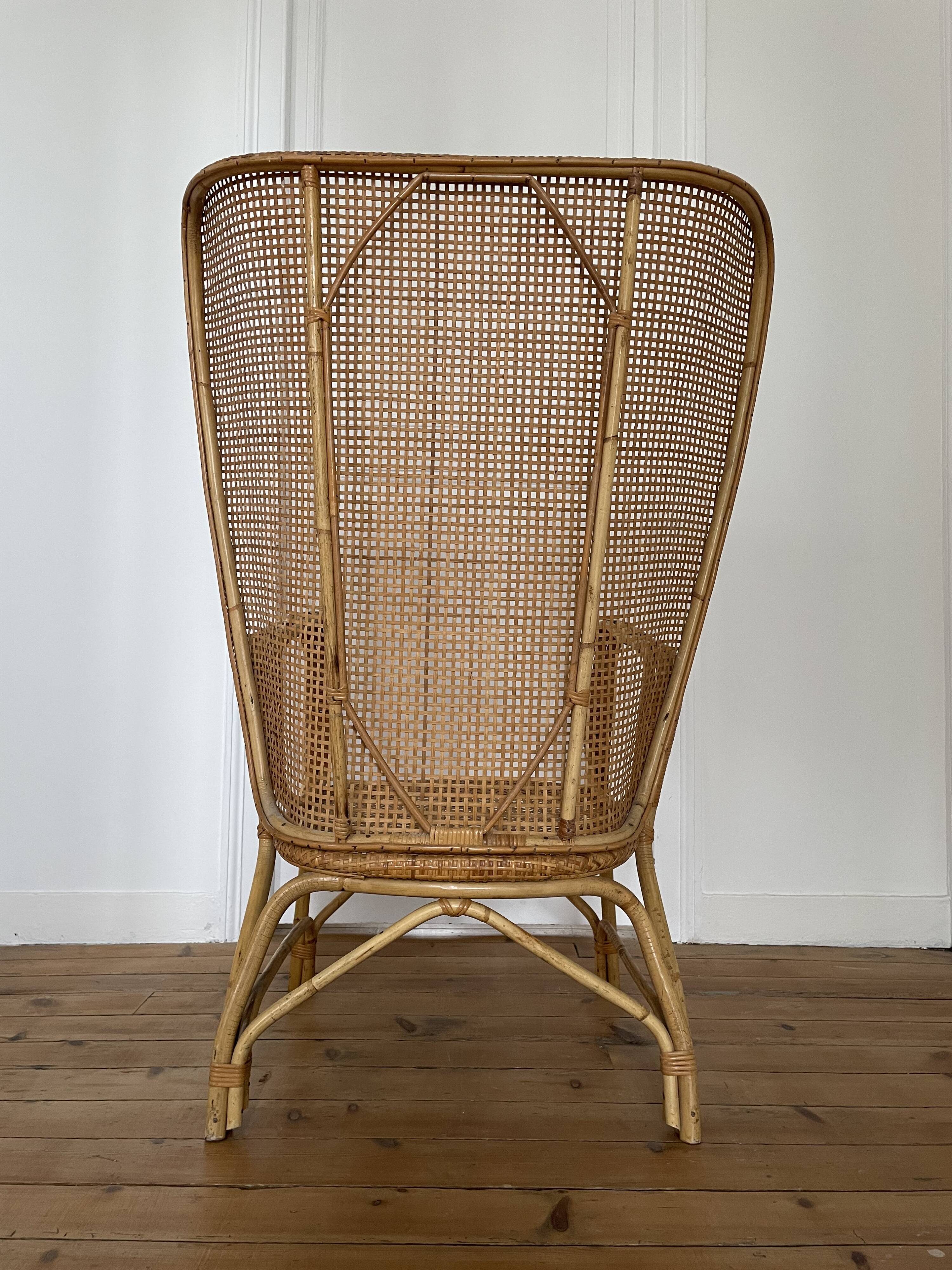 Vintage rattan and canning armchair