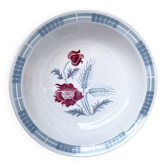 Shallow dish Sarreguemines model Carole, floral decoration and ear of wheat.