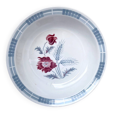 Plat creux Sarreguemines modèle Carole, décor floral et épi de blé