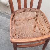 Chaise bistrot en bois et cannage