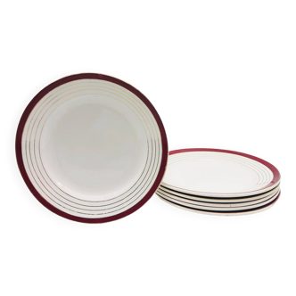 6 Assiettes plates estampillées « Sarreguemines», Modèle "Régence"