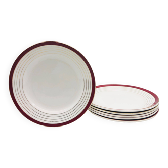 6 flat plates stamped “Sarreguemines”, “Regence” model
