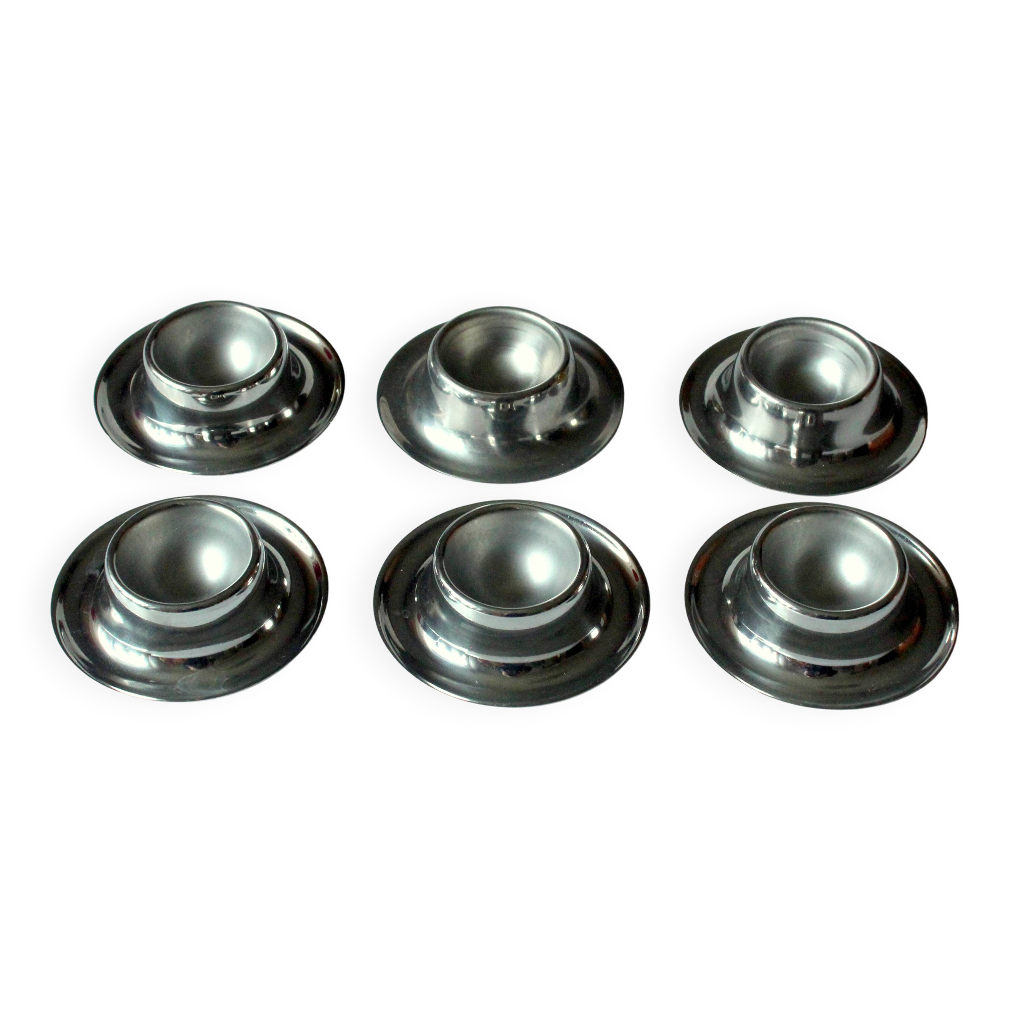 Stainless steel egg cups - set of 6 - Vintage