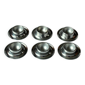 Stainless steel egg cups - set of 6 - Vintage