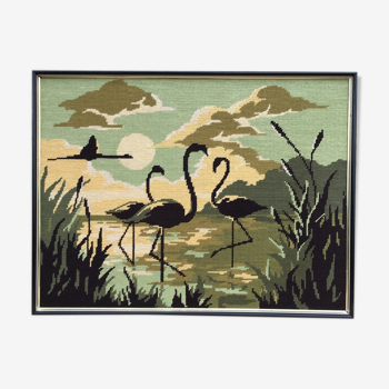 Tapestry "Pink flamingo at sunset"