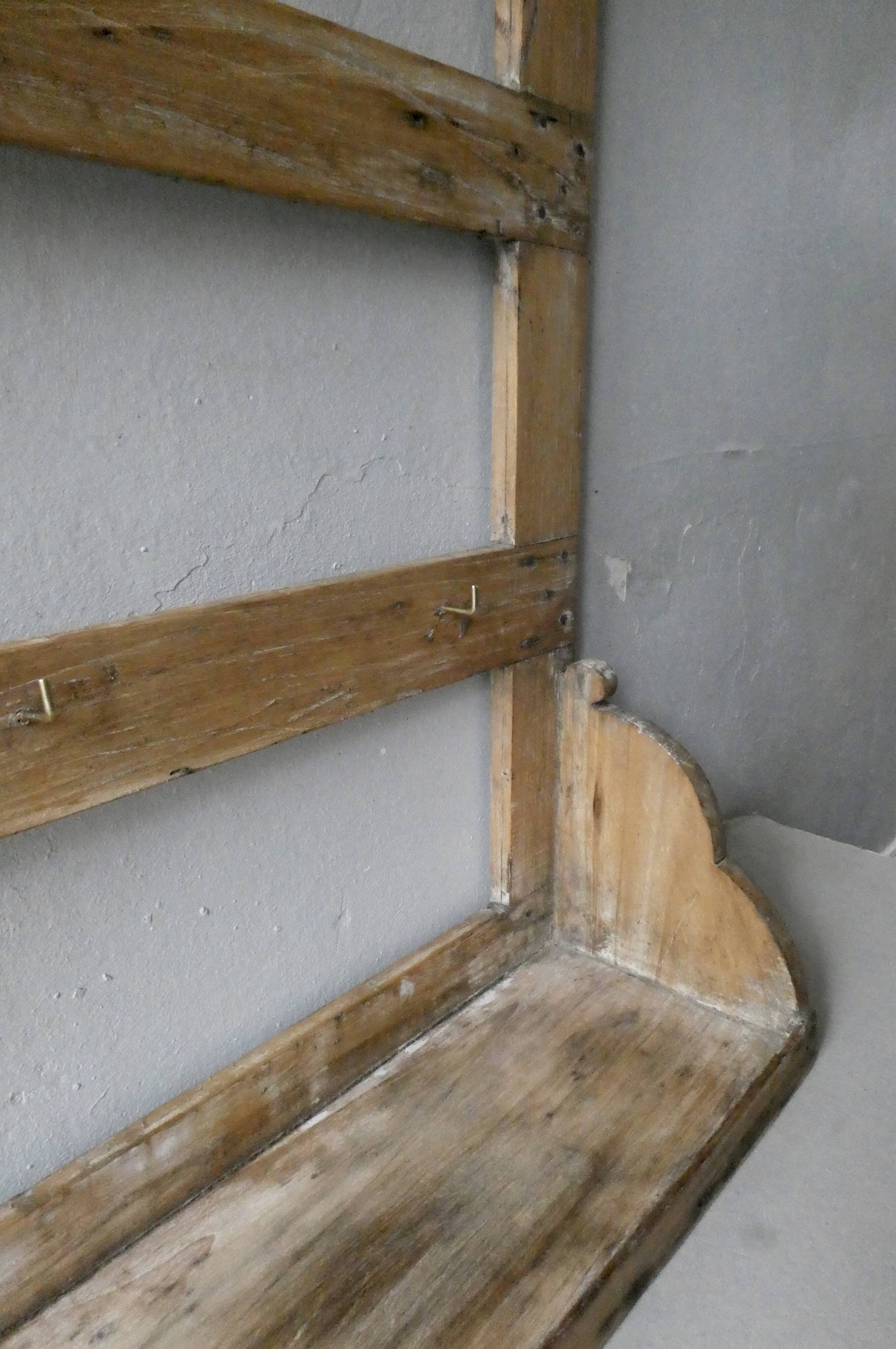 Shelf, kitchen utensils, patinated wood