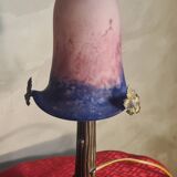 lampe bronze abat jour pate de verre signé eross de france nancy 40x16