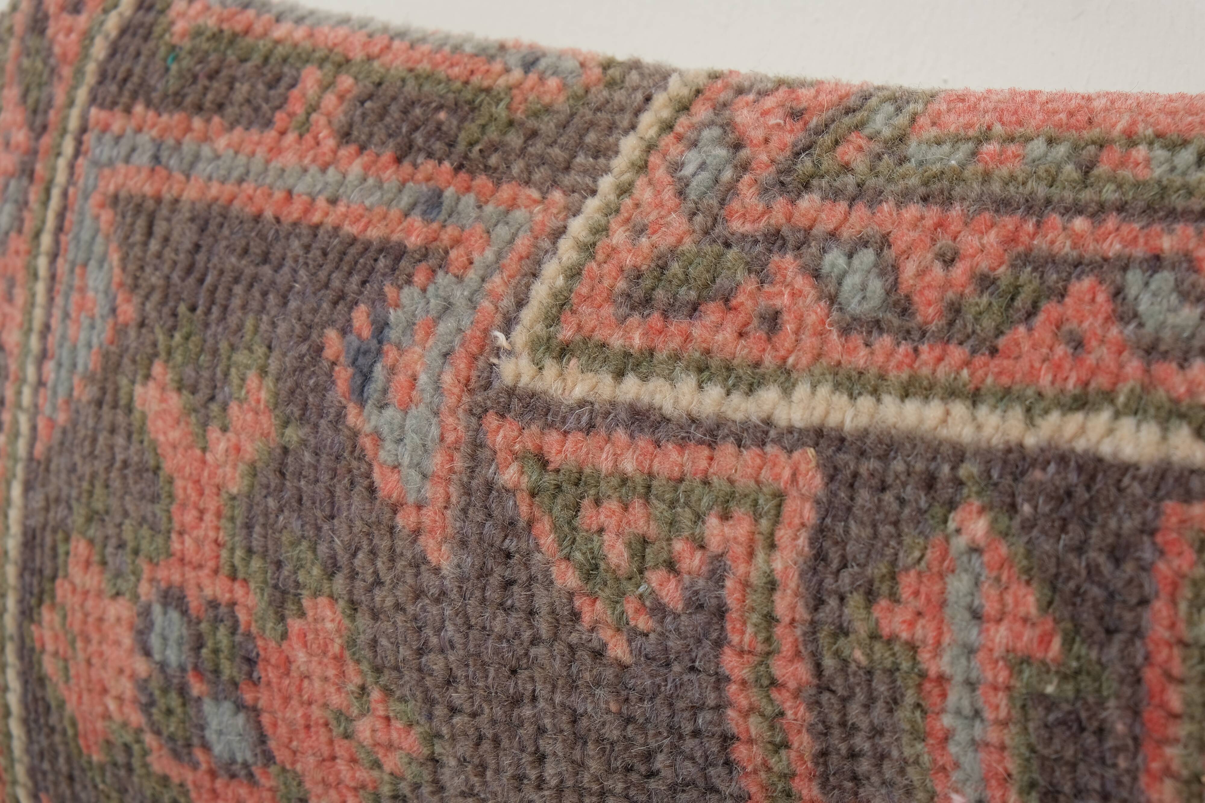 8" x 20" Set of Two Turkish Oushak Rug Pillow, Pair Muted Organic Wool Chair Pillow Case Fashioned