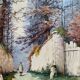 Large Watercolor Painting Signed Christen XIXth Animated Landscape Barbizon