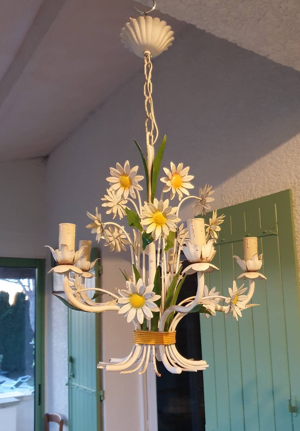 Wrought iron flower chandelier
