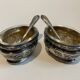 Pair of silver and crystal salt cellars