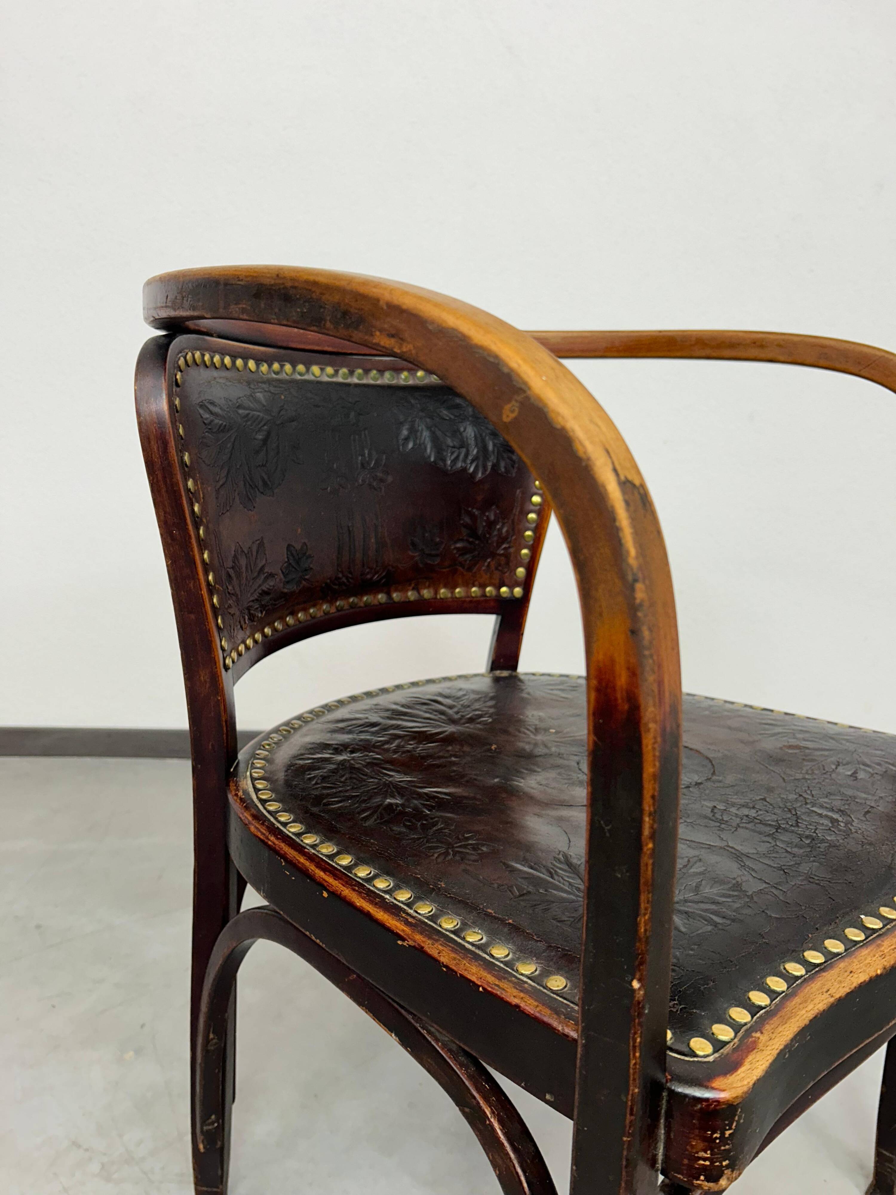 Secession office chair no. 715F by Gustav Siegel for J&J Kohn