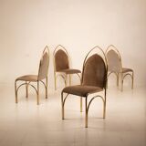 Chaises en daim et laiton 1970 Manufacture italienne