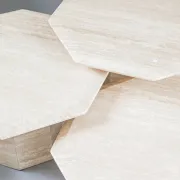 Set of 3 Travertine Octagonal Nesting Tables, 1970s.
