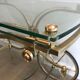 Neo classical style table in silver and gold metal and glass